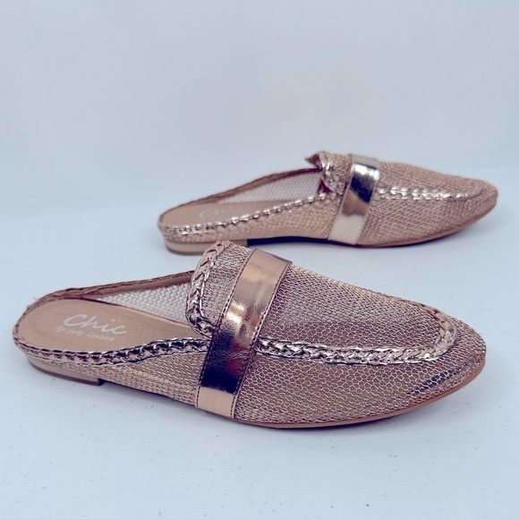 Jackpot Chic By Lady Couture Slip On Mesh Mule Golden Rose Shoe US Size 9 - Picture 4 of 9